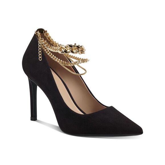 INC Shoes - INC Womens Black Sadelle Pointed Toe Stiletto Buckle Dress Pumps Shoes 8.5 M